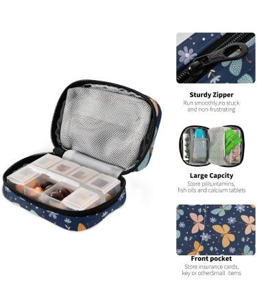 Buy Pfrewn 7 Day Pill Organizer - Colorful Butterflies & Flowers Travel Vitamin Case | Portable Weekly Medicine Pouch - Buy Online on GoSupps.com