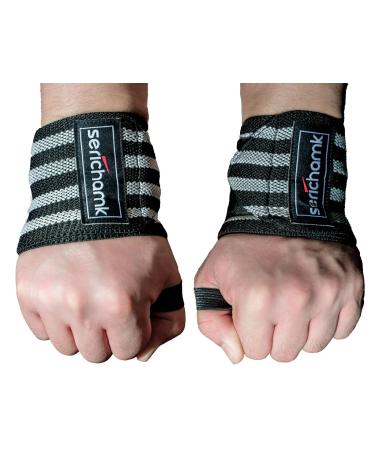 Serichamk Weight Lifting Wrist Wraps-20 Professional Grade With Thumb Loops Wrist Support For Weightlifting Avoid Injury Wrist Wraps For Weightlifting Men Grey
