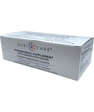 GeriCare Phosphorus Supplement Powder with Sodium & Potassium 100 Count Strawberry-Flavored 1.5g Packets for Bone Nerve and Muscle Support Easy-to-Mix Electrolyte Formula