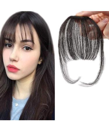 Sego pony hair part real hair fringe clip on in front hair one piece extension extension 100% remy human hair smooth natural black #1b 3 g