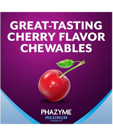 Phazyme Maximum Strength Gas & Acid Relief - Fast-Acting Cherry Flavor - 24 Chews (Packaging May Vary) - Buy Online on GoSupps.com