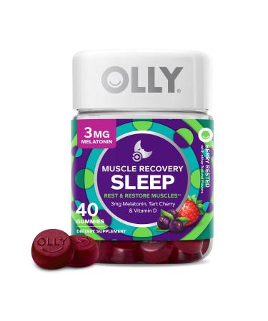 OLLY Muscle Recovery Sleep Gummies, Sleep and Sore Muscle Support, 3mg Melatonin, Tart Cherry, Vitamin D, Berry Flavor - 40 Count 40 Count (Pack of 1) - Buy Online on GoSupps.com