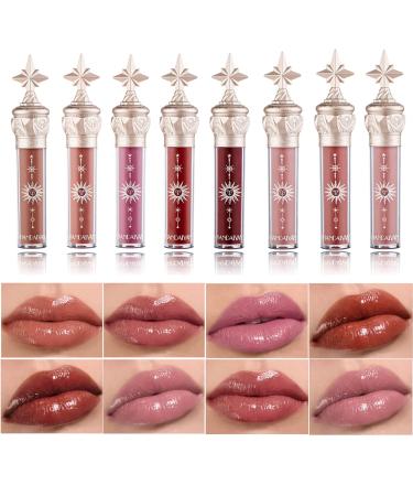 Lip Gloss Set Lipstick Sets Lipgloss Gift Set Liquid Blush Waterproof Lipstain Long Lasting Tinted Lip Balm Lip Plumper Gloss Makeup Sets For Women 8PC