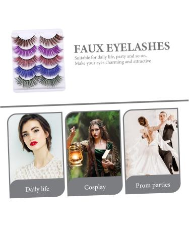 HONMEET 5Pairs Colorful Fake Program Eyelashes False Eyelashes For Women For Party Professional Makeup Natural Appearance Easy To Use 43x1cm as shown 1 - Buy Online on GoSupps.com