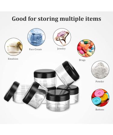 Plastic Cosmetic Jar 12 * 50ml Transparent & Visible Sample Container Jar Black Screw Cap Bottle with Sticker & Small Spoon Suitable for Cosmetic/cream/gel/paste/beads/mineral Items Etc. 12pcs Black 50ml - Buy Online on GoSupps.com