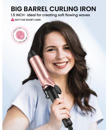 1.5 Inch Large Barrel Curling Iron for Long Hair | Ceramic Big Curls | Adjustable Temp Control | Dual Voltage | Automatic Shut-off - Buy Online on GoSupps.com