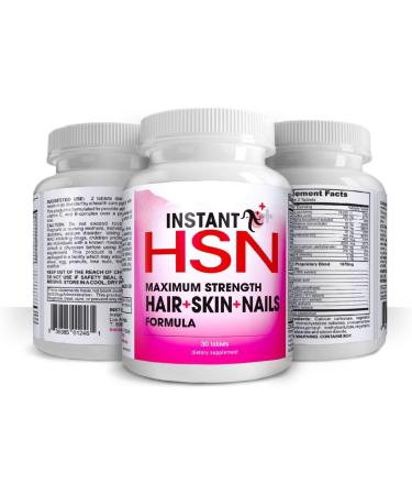 Instant HSN All-Natural Hair Skin and Nails Strengthening Formula Maximum Strength Purest Biotin Hair Growth Supplement Complete Blend of Daily Hair Skin and Nails Supplement. - Buy Online on GoSupps.com