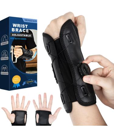 Wrist Brace for Carpal Tunnel Adjustable Night Wrist Sleep Support Brace with Splints Both Hands Hand Brace for Arthritis Tendonitis Sprains Relief for Carpal Tunnel Syndrome Pain(Black)