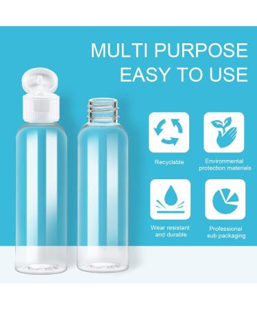 Set of 25 Clear 2oz Plastic Flip Cap Bottles for Travel - Refillable Cosmetic Containers for Shampoo, Soap, Lotion, Cream - 60ml Air Flight Travel Bottles - Buy Online on GoSupps.com