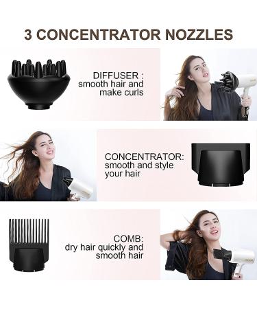 Professional Ionic Hair Dryer with Diffuser - DOOAIR 1875W, Travel Size, Constant Temperature Hair Care - White - Buy Online on GoSupps.com