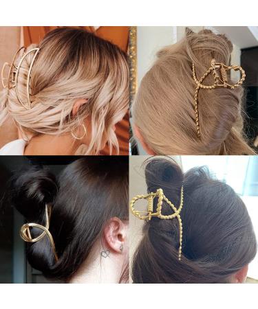 3 Pack Nonslip Gold Hair Claw Clips - Strong Hold Jaw Clamps for Thick Hair - Hair Accessories for Women - 3 Count - Buy Online on GoSupps.com