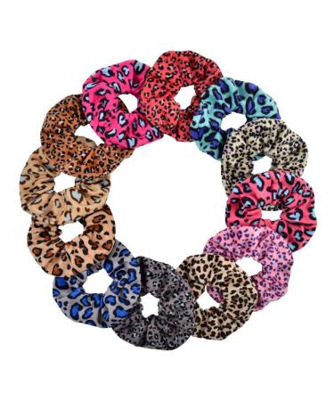 12 PCs Velvet Hair Scrunchies - Leopard Print Elastic Hair Bands for Girls & Women - Stylish Hair Accessories - Buy Online on GoSupps.com