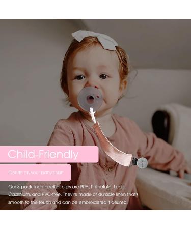 Ali+Oli Linen Strap Pacifier Clip Set - Flamingo Design (Pack of 3) | Baby Pacifier Holder for Newborns & Teethers | Binky Clips - Buy Online on GoSupps.com