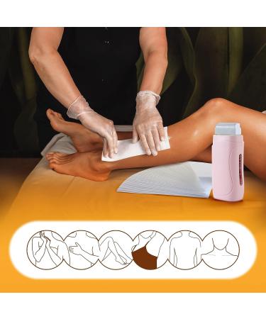 Roll On Wax Roller Kit for Hair Removal - Portable Waxing Kit with 2 Honey Roller Wax Cartridges & 100 Wax Strips - Large Area Hair Removal at Home - Buy Online on GoSupps.com