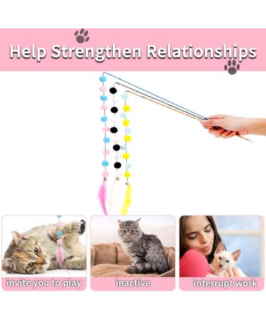 Fanshiontide 3 Packs Cat Wand Interactive Cay Toy Cat Feather Toys with Plush Balls and Bells Cat Teaser Wand for Indoor Cat Kitten Hunting Exercising Eliminating - Buy Online on GoSupps.com