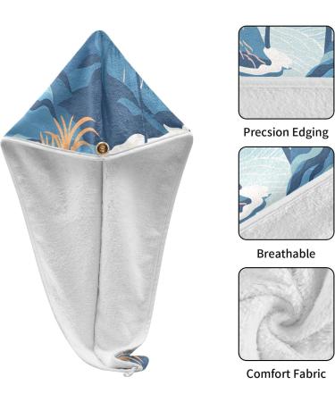 Buy Super Absorbent Trees Mountain Ocean Sea Hair Towel 2 Pack | Quick Dry Hair Turbans for Women & Girls - Buy Online on GoSupps.com