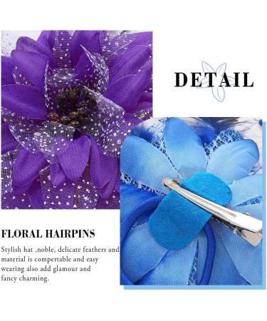 Edary Flower Feather Hair Clips Rose veil Fascinator Hairpin Corsage Barrettes and Pins Rose Hair Accessories Clip Elastic Wedding for Women and Girls - Buy Online on GoSupps.com