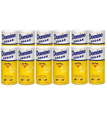 Domino Sugar Granulated Sugar Canister, 16 Ounces (Pack of 12)