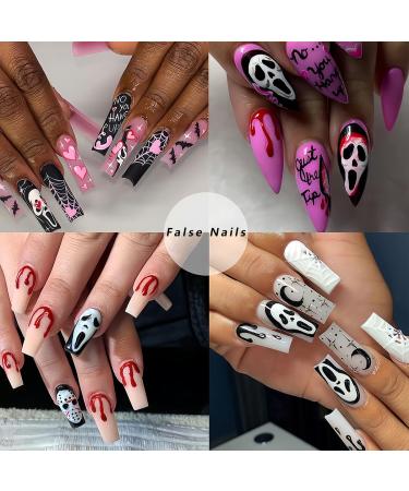 8 Sheets Halloween Ghost Skull Nail Art Stickers | 3D Gothic Punk Horror Designs for Women & Girls | Spooky Pumpkin Nail Art Supplies & Decoration - Buy Online on GoSupps.com