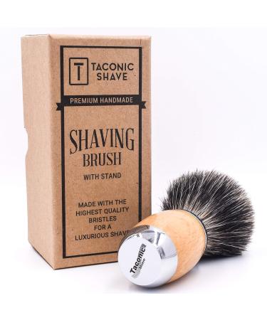 Taconic Shave Extra-Dense 100% Mixed Badger Luxury Shaving Brush with Beechwood Handle & Chrome Stand - Premium Shaving Brush for Men - Buy Online on GoSupps.com