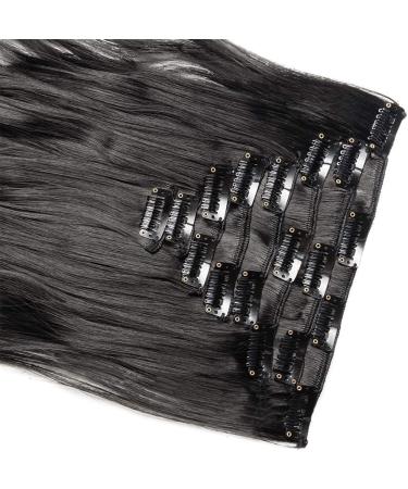 SILK-CO 17 Jet Black Curly Clip-In Hair Extensions - 100% Synthetic Hair, 8PCS Set for Full Head - Long Wavy Style - Buy Online on GoSupps.com