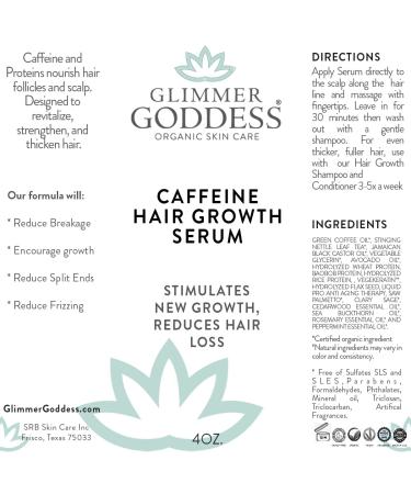 Glimmer Goddess Organic Caffeine Hair Loss Serum | Stimulate Hair Growth & Reduce Shedding - Buy Online on GoSupps.com