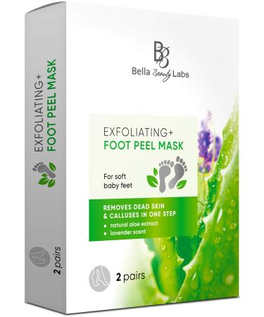 Exfoliating Foot Peel Mask for Smooth Soft Touch Feet - 2 Pairs per Box - Peeling away Calluses and Dead Skin Remover. Repair Rough Heels 2 packs - Baby Foot Gel Socks Booties - Natural Aloe Extract