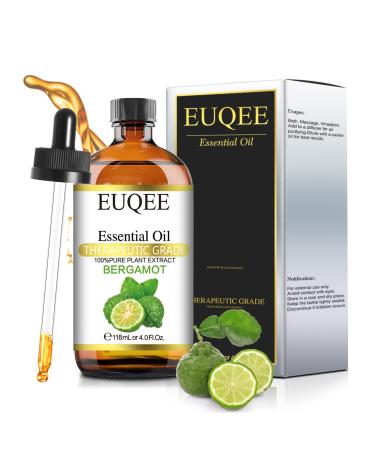 EUQEE Bergamot Essential Oil 118ml Pure Bergamot Oil Aromatherapy Oil Diffuser Oil Natural Essential Oils for Diffusers for Home Humidifier Relax Bergamot 118 ml (Pack of 1)