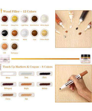 Lifreer Wood Furniture Repair Kit - Set of 42 - Touch Up Markers, Fillers, Crayon & Putty - Repair Scratches, Cracks, Holes on Doors, Floors, Tables & Cabinets - Buy Online on GoSupps.com