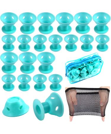 40 pieces of silicone curlers overnight big magic curler hair curly winder without heat hair curler for long short hair (pale cyan)