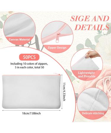 50 Piece Sublimation Blank Canvas Makeup Bags Bulk - DIY Heat Transfer Cosmetic Pouches with Zipper (Mixed Colors 7 x 4.3 Inch) - Buy Online on GoSupps.com
