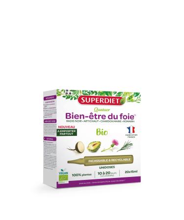 SUPERDIET -QUATUOR DIGESTION BIO-Liver Well-being Black Radish Artichoke Milk Thistle Rosemary- 20 Single doses of 15 ml