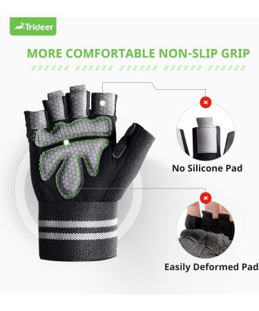 Trideer Breathable Weight Lifting Gloves with Wrist Straps - Grey, Large - Buy Online on GoSupps.com