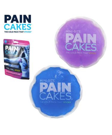 PAINCAKES Mini The Cold Pack That Sticks & Stays in Place- Reusable Cold Therapy Ice Pack Conforms to Body 1 Set Mini (1 Purple 1 Blue- 2.88)