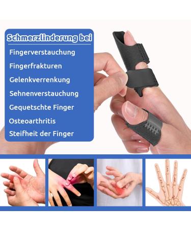 Adjustable Finger Support Brace - 2-Piece Finger Rails & 5-Piece Protection for Sprains Arthritis & Swollen Fingers - Lollanda - Black - Buy Online on GoSupps.com