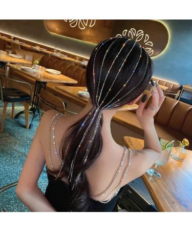 Full Rhinestone Headband for Women Long Tassel Crystal Hair Wedding Accessories Jewelry - Buy Online on GoSupps.com