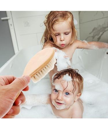 SECFOU Massager Hair Comb for Kids - Natural Wool Toddler Shower Gift | Soft Bath Brush for Cradle Head Massage and Scalp Detangling - Buy Online on GoSupps.com