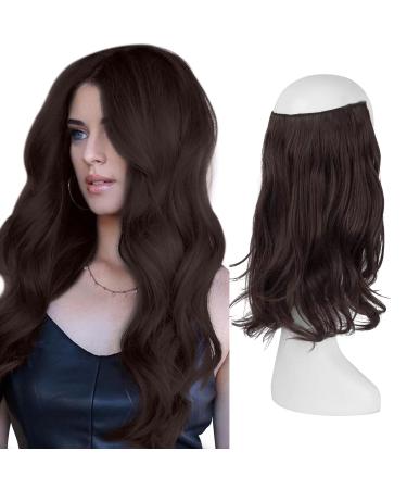 Feshfen Secrets hair extensions long corrugated hair extensions invisible secret extensions synthetic hair invisible extension 1 breaths of hair for women 35 cm 35 cm-m01 reddish dark brown m01