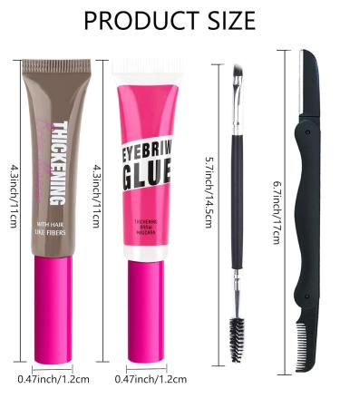 Waterproof Tinted Brow Gel Kit - Brunctte Thickening Eyebrow Mascara & Clear Setting Glue | Long Lasting Eyebrow Filler Brow Lift & Sculpt in Light Medium Dark Brown - Set 06 - Buy Online on GoSupps.com