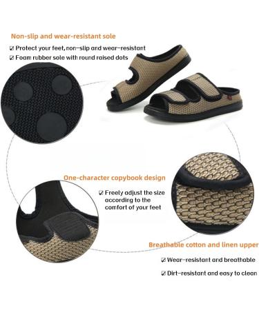Extra Wide Diabetic Foot Shoes | Unisex Adjustable Slippers & Sandals for Swollen Feet Plantar Fasciitis Arthritis - Khaki 7.5 Women - Buy Online on GoSupps.com