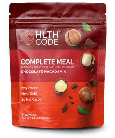 HLTH Code Complete Meal Replacement Powder | High Protein | Chocolate Macadamia Flavor | 15 Servings