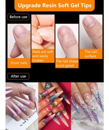 Decinieee XXXL Gel Nail Tips 504 Transparent Extra Long Full Cover Tips in 10 Sizes | Perfect for Nail Studios & DIY Enthusiasts - Buy Online on GoSupps.com