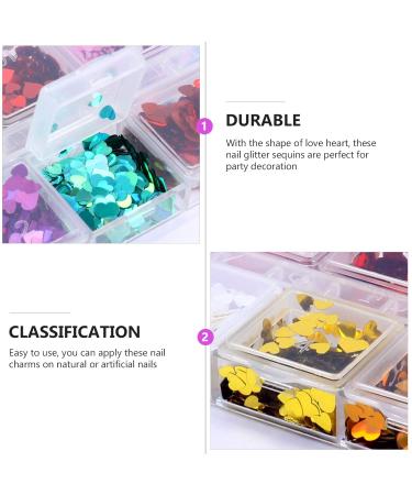 Minkissy Heart Nail Art Glitter - 2 Boxes Holographic Sequin 3D Nail Decorations for Valentine's Day - Perfect for Women & Girls - Buy Online on GoSupps.com