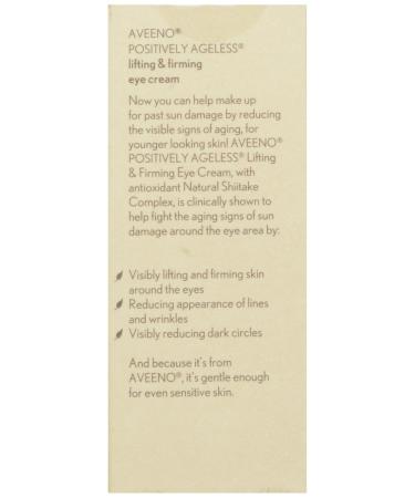 Aveeno Positively Ageless Firming Eye Cream - 0.5 oz | Anti-Aging Facial Moisturizer for Youthful Skin | International Shipping Available - Buy Online on GoSupps.com
