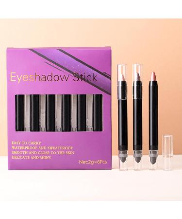 Stick Eyeshadow 6 Colours Waterproof Shimmer Eyeshadow Stick Colors Stick Eyeshadow Waterproof Shimmer Eyeshadow Stick Shimmer Smudge-proof Eyeshadow Stick Eye Brightener Pencil for Women - Buy Online on GoSupps.com