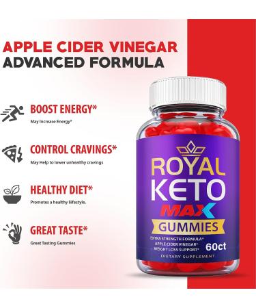 Royal Keto Gummies Max Strength - Vegan ACV Formula for Weight Loss - 60 Purple Gummies with B12, B6, and Beet Root Juice - Buy Online on GoSupps.com