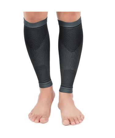 KEKING Calf Compression Sleeves for Men Women, Leg Compression Sleeves, Footless Compression Socks for Running, Shin Splint Support for Sports, Varicose Vein Treatment Legs & Pain Relief, Gray L/XL Large/X-Large Gray/Black