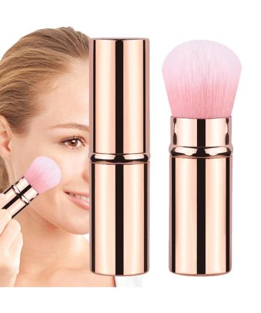 Gkumgwo Travel Makeup Brushes - Multipurpose Telescopic Cosmetics Brushes - Beginner Friendly Powder Brush for Foundation Sunscreen Bronzing Powder Gold