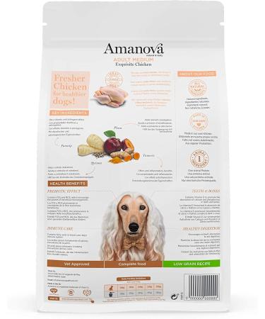 Amanova Super Premium Adult Dog Food with Medium Chicken Flavor - 100% Natural Hypoallergenic and Monoprotein - Low Grain - Cruelty Free (2 Kg) - Buy Online on GoSupps.com