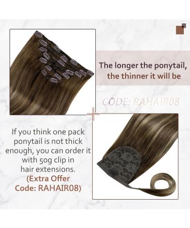 Runature 30cm Real Hair Braid Extensions - Balayage Dark Brown & Caramel Blonde - Clip In Ponytail 12 Inch 70g #4/27/4 - Buy Online on GoSupps.com